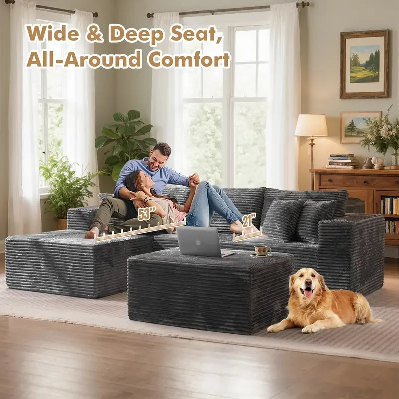 Plush Corduroy Modular Sectional