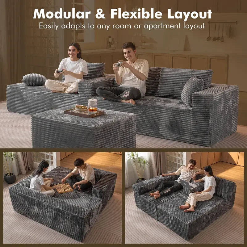 Plush Corduroy Modular Sectional
