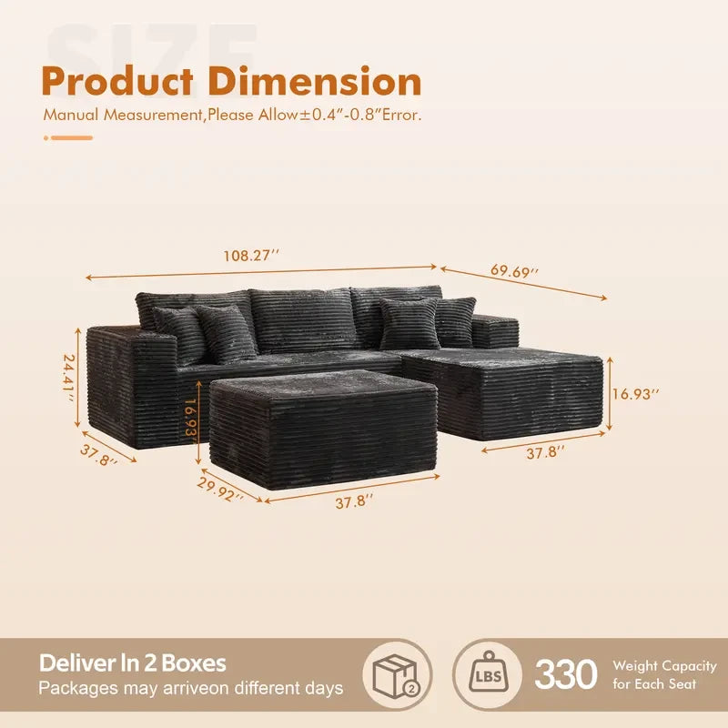 Plush Corduroy Modular Sectional
