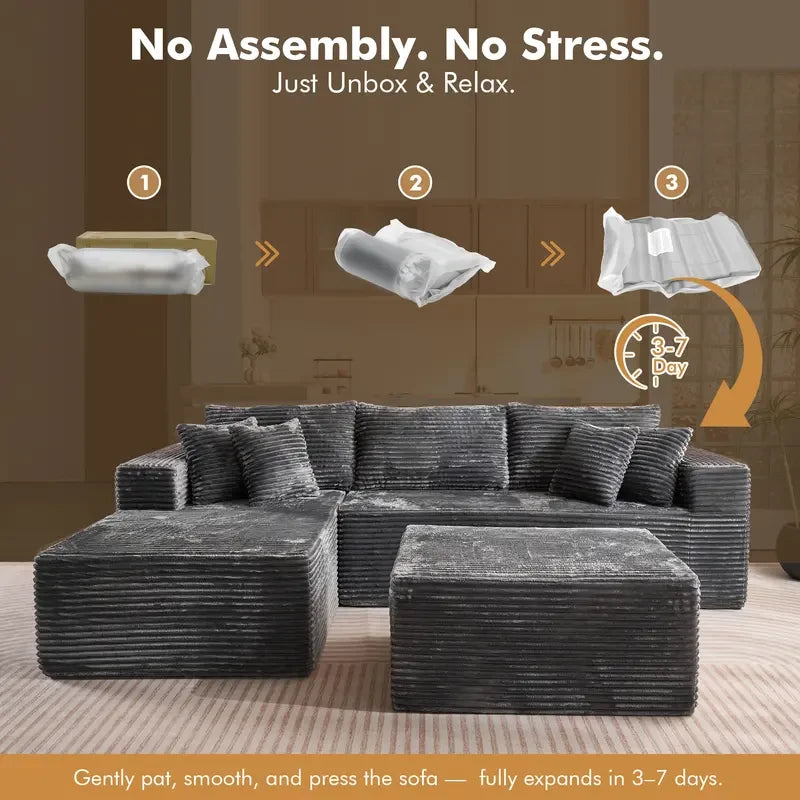 Plush Corduroy Modular Sectional